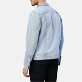 Classic Sky Blue Denim Jean Jacket For Mens