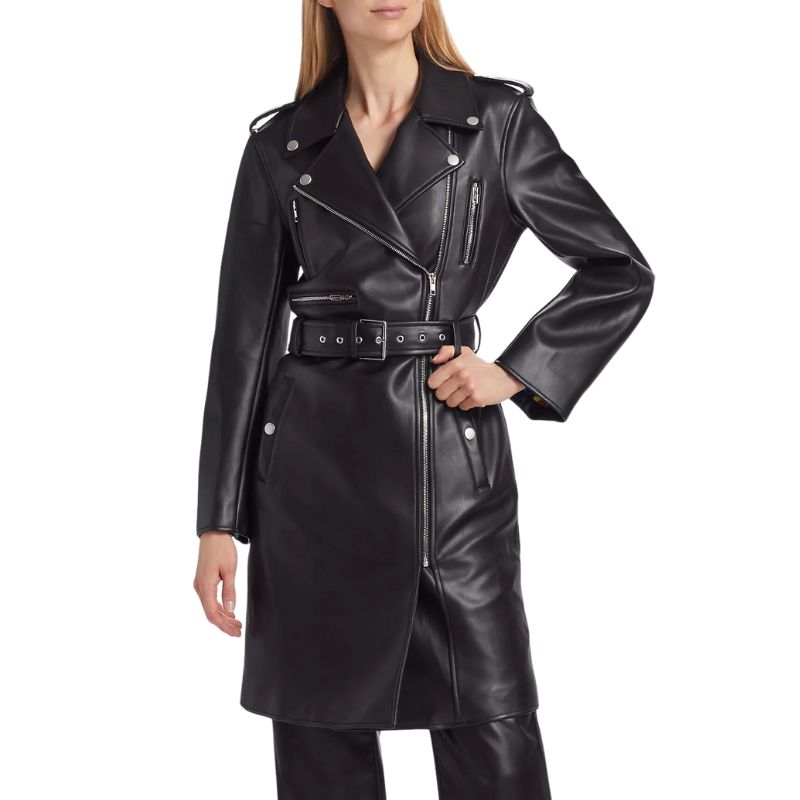 Womens Slim Fit Black Leather Coat