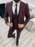 Slim Fit Notch Lapel Maroon Suit Men