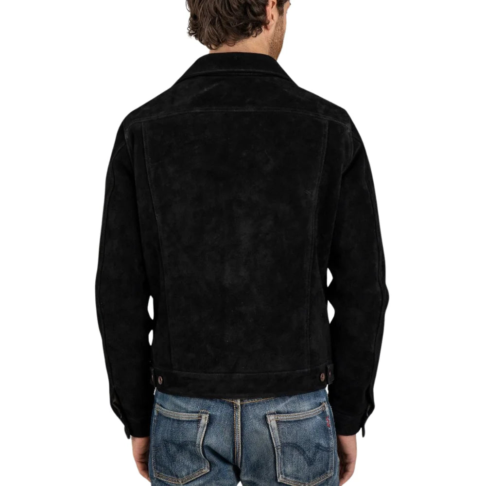 Men's Black Suede Trucker Jacket