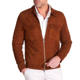 Mens Suede Camel Brown Leather Jacket