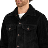 Men's Black Suede Trucker Jacket