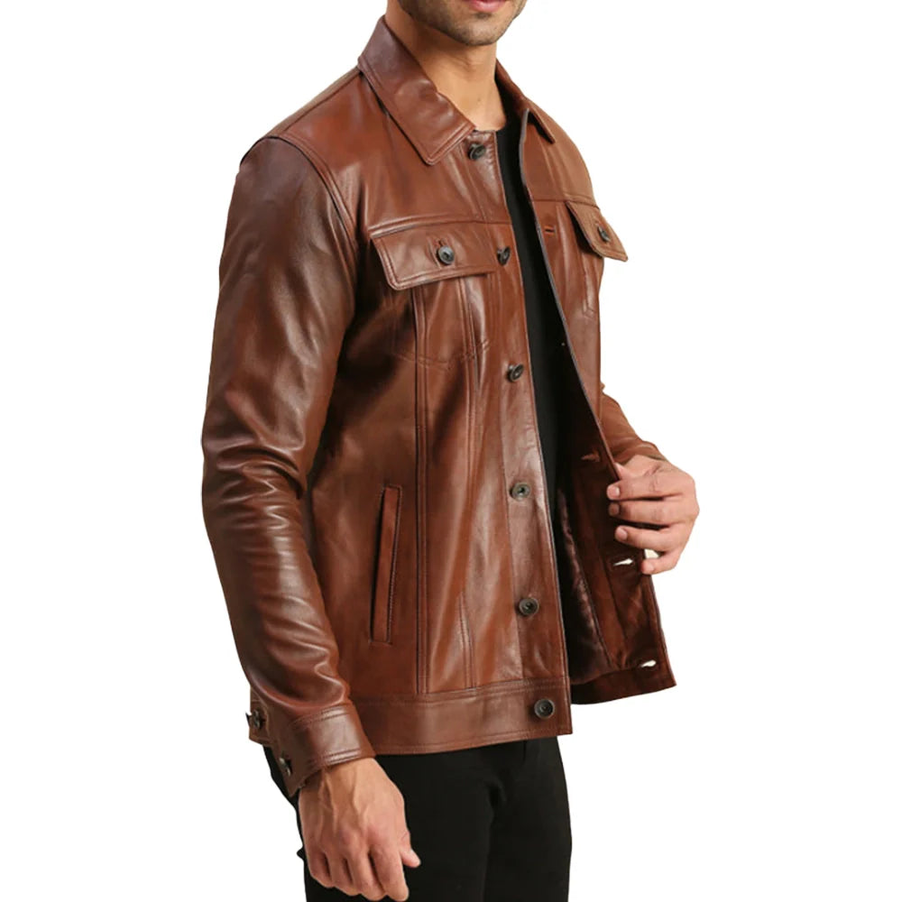 Leather Brown Moto Jacket