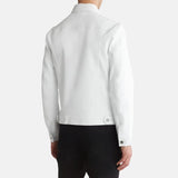 White Trucker Leather Jacket For Mens