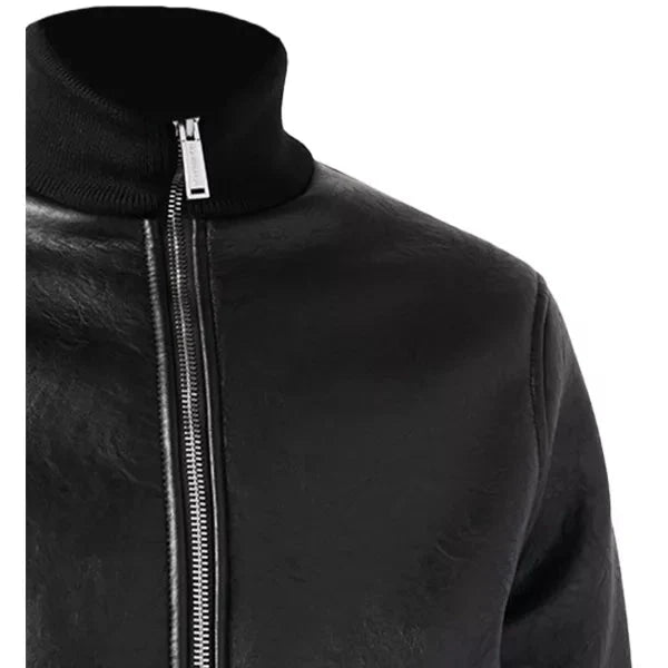 Turtle Neck Bomber Jacket Black