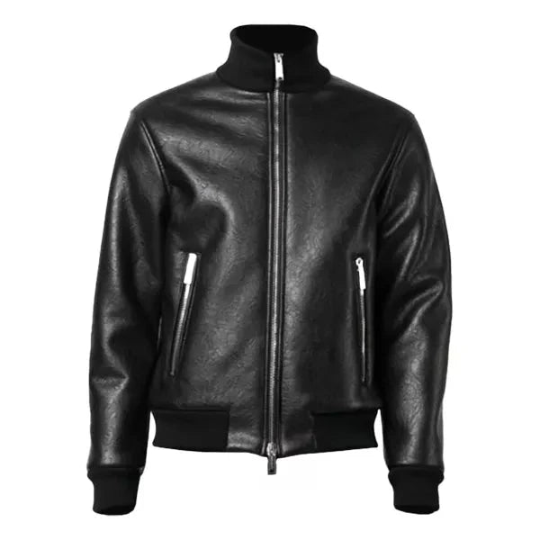 Mens High Neck black bomber jacket