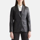 Black Leather Blazer Womens