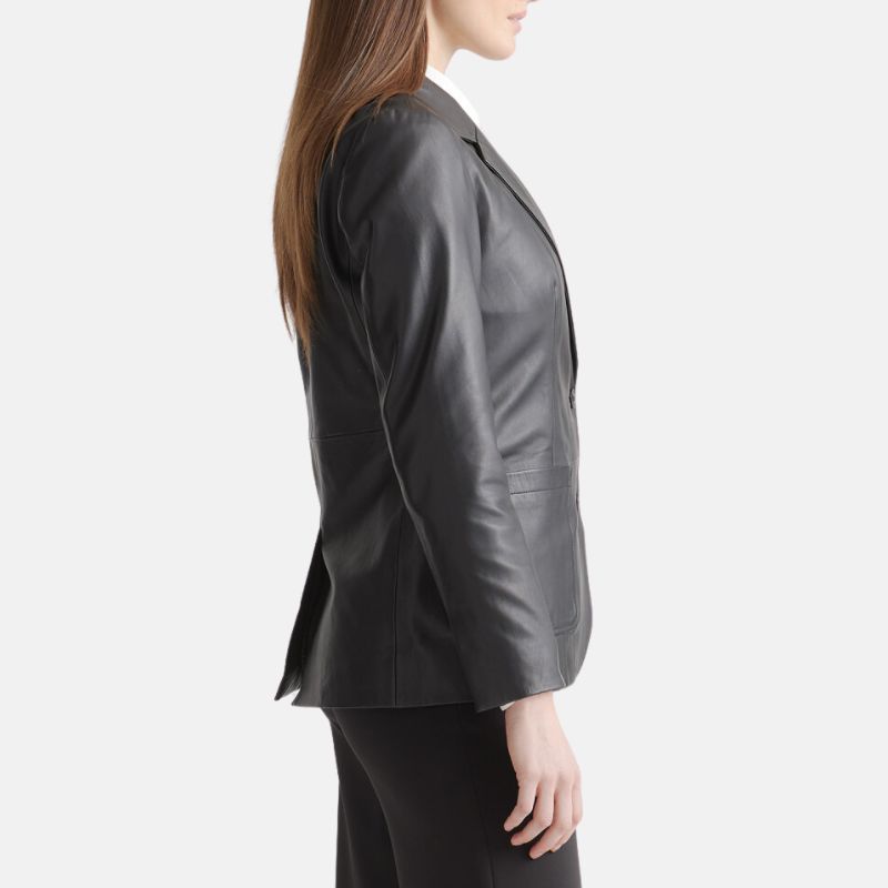 Black Leather Blazer Womens