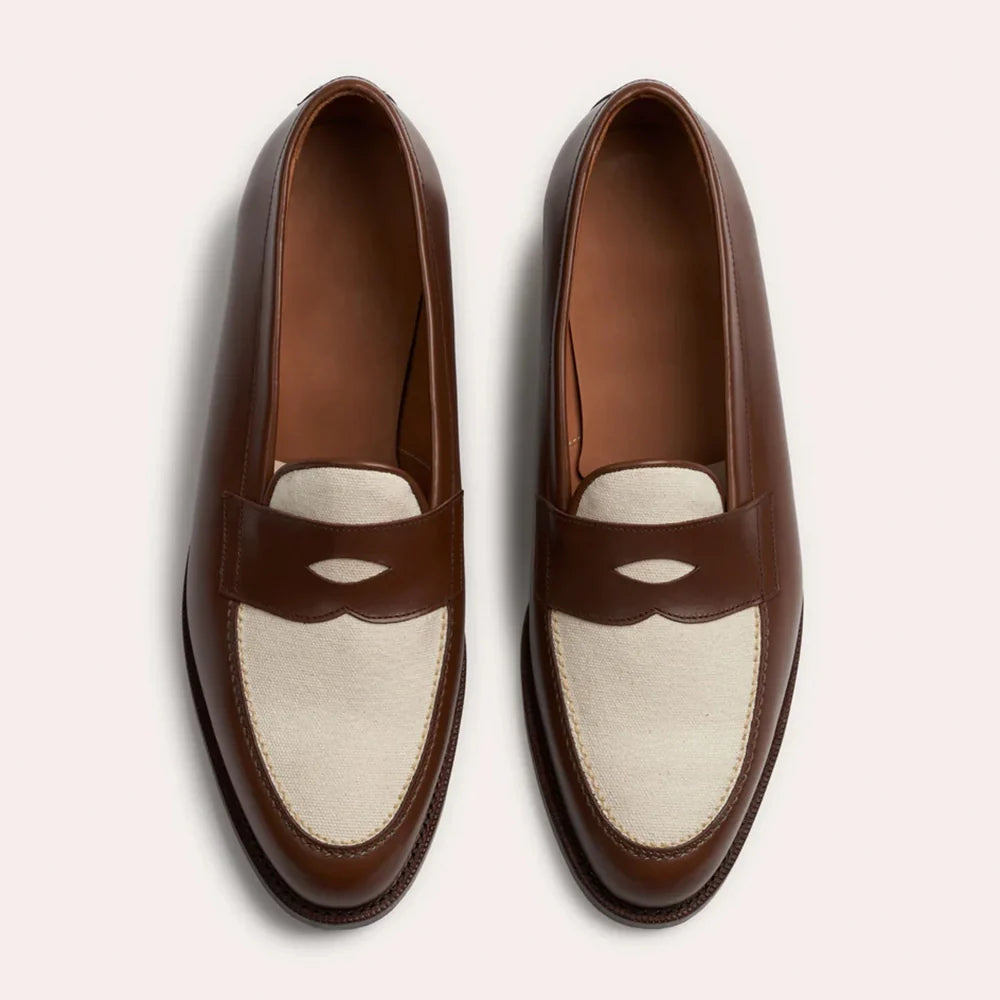 Two Tone Leather Penny Loafers