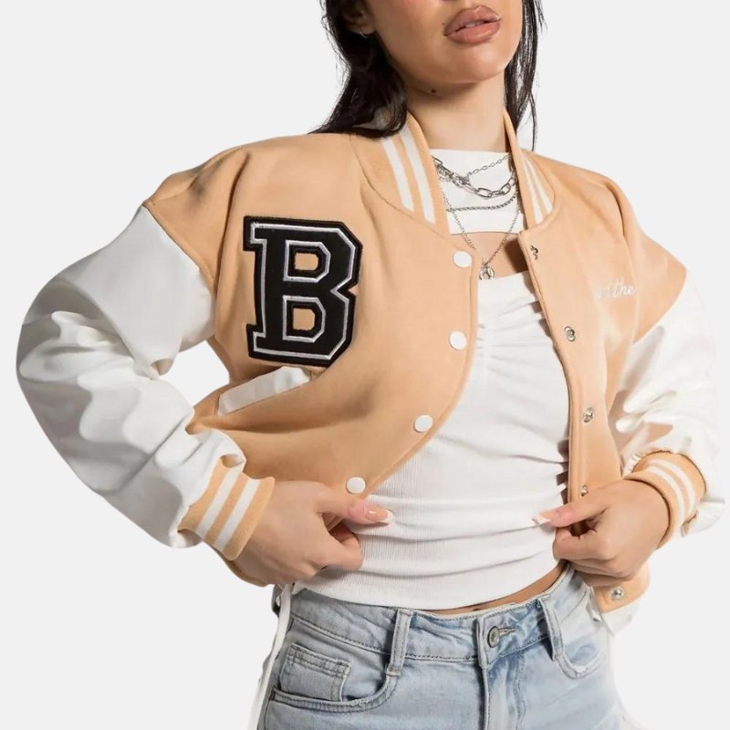 Varsity Jacket Women Beige