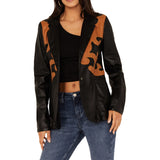 Rock & Roll Western Detailing Black Leather Blazer Women