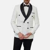 White Double Breasted Tuxedo 2 Piece Suit