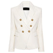 Kim Gold Button Womens Double Breasted Leather Blazer