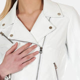 White Moto Leather Jacket Womens