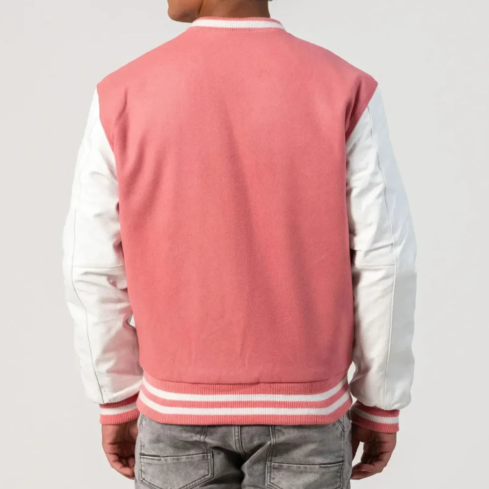 Pink Letterman Jacket Mens