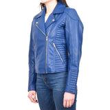 Blue Biker Leather Jacket