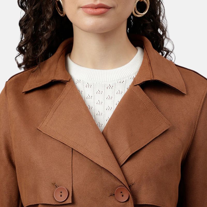 Coffee Brown Cotton Trench Coat