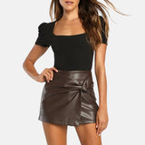 Brown Mini Twisted Skirt