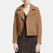 Women Brown Moto Suede Jacket