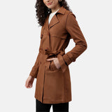 Brown Cotton Trench Coat Womens