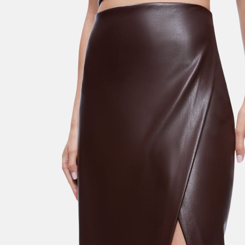 Leather Asymmetrical Midi Skirt