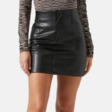 Black Leather Lined Mini Skirt