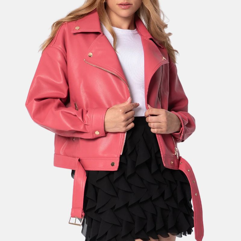 Womens Pink Moto Jacket