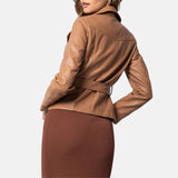 Brown Leather Moto Jacket