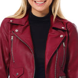 Motorcycle Dark Red Leather Jacket