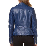 Blue Leather Jacket Womens