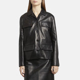 Womens Shirt Leather Black Jacket