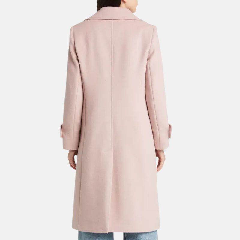 Pink Wool Long Coat For Womens 