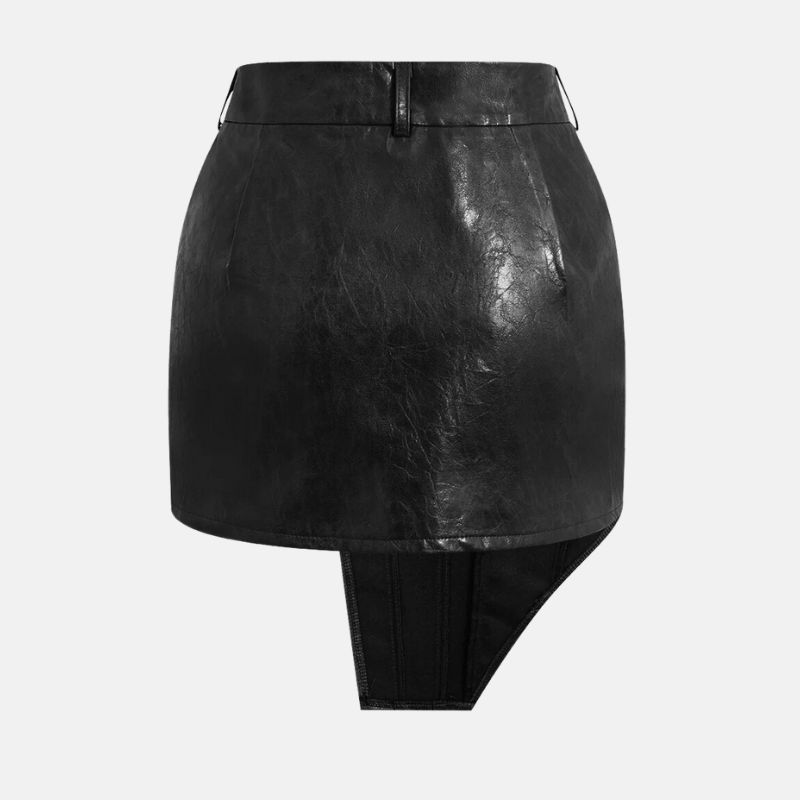 womens-asymmetrical-button-black-leather-skirts