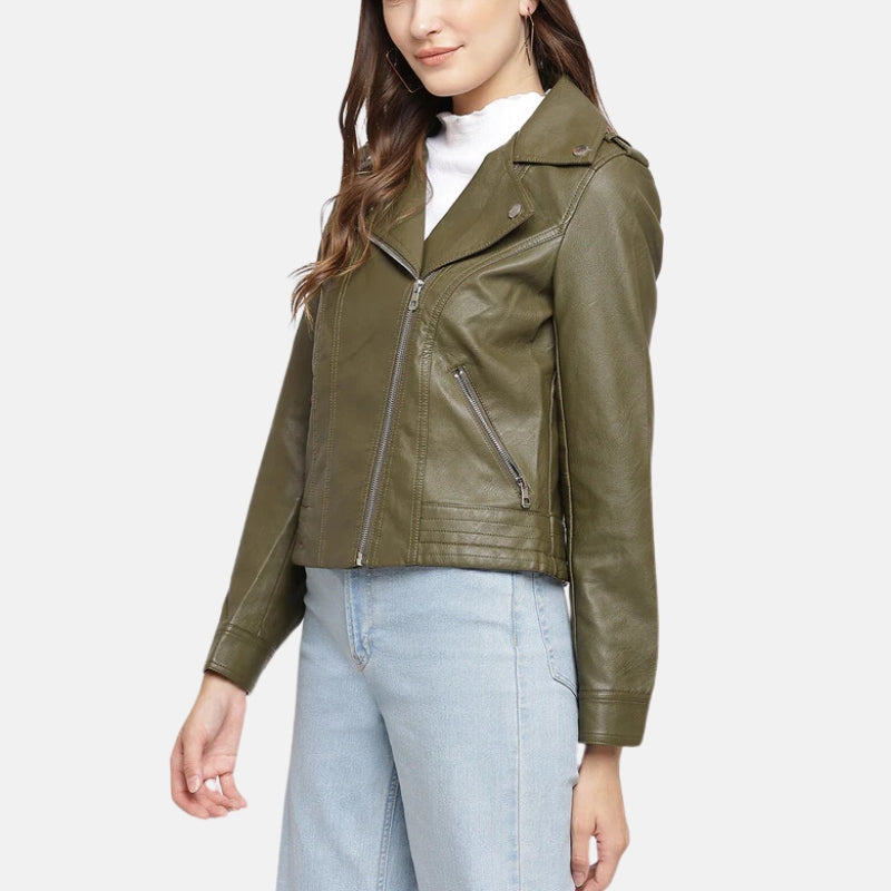 womens-asymmetrical-zipper-biker-green-leather-jackets