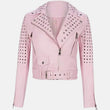 Womens Barbie Pink Brando Studded Biker Jacket