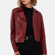 Womens Biker Dark Red Leather Jacket