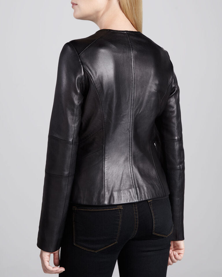 Slim Fit Black Womens Leather Motorcycle Jacket