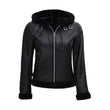 Womens Black Bomber Jacket With Black Fur Hood - Trendy Jacket