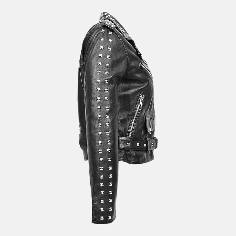 womens-black-leather-biker-jacket-spikes