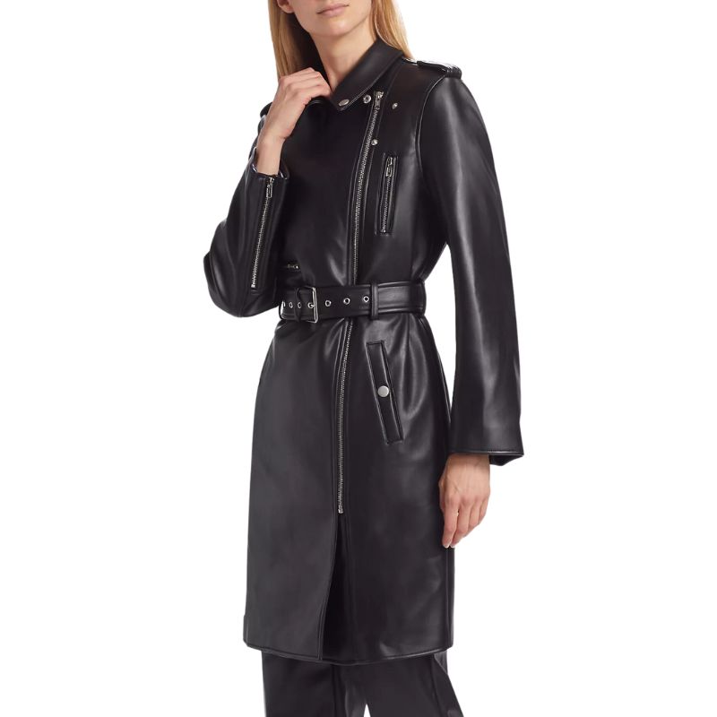 Womens Black Leather Coat