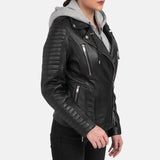 Womens Black Motorcycle Leather Jacket