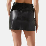 Women's Black Leather Mini Skirt