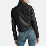 Black Leather Motorcycle Jacket For Womens