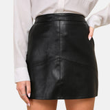 Mini Black Leather Skirt