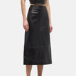 Women's Black Leather Slim Pencil Midi Skirt