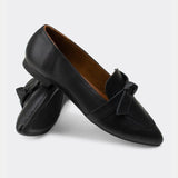 Leather Black Pointed Toe Flats