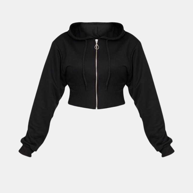 womens-black-slim-fit-style-bell-bottom-zipper-hoodie