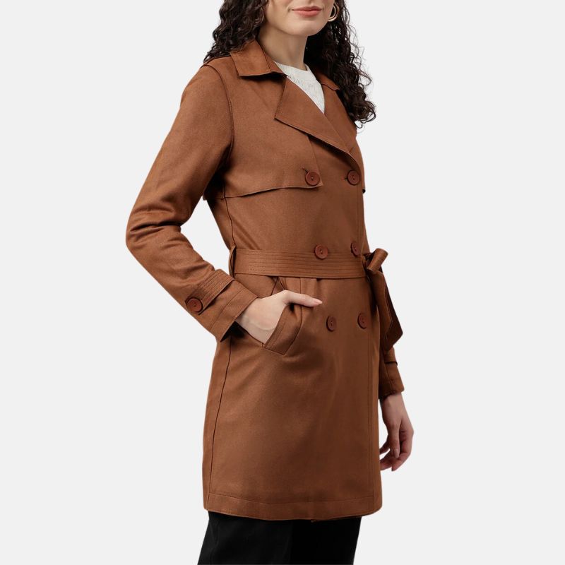 Brown Cotton Trench Coat