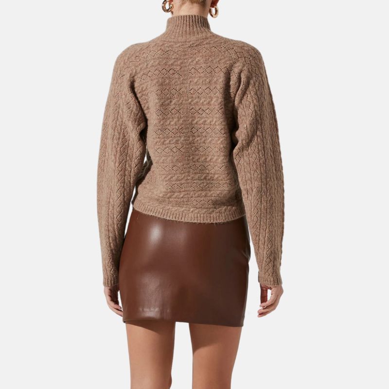 Brown Leather Lace Up Mini Skirt For Women's