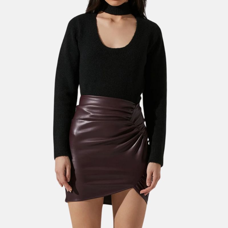 womens-chocolate-brown-leather-mini-skirt